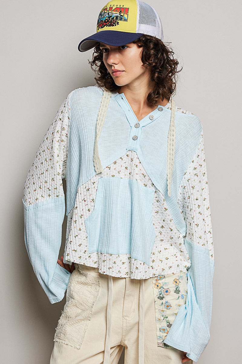 Harper Baby Blue Floral Hoodie