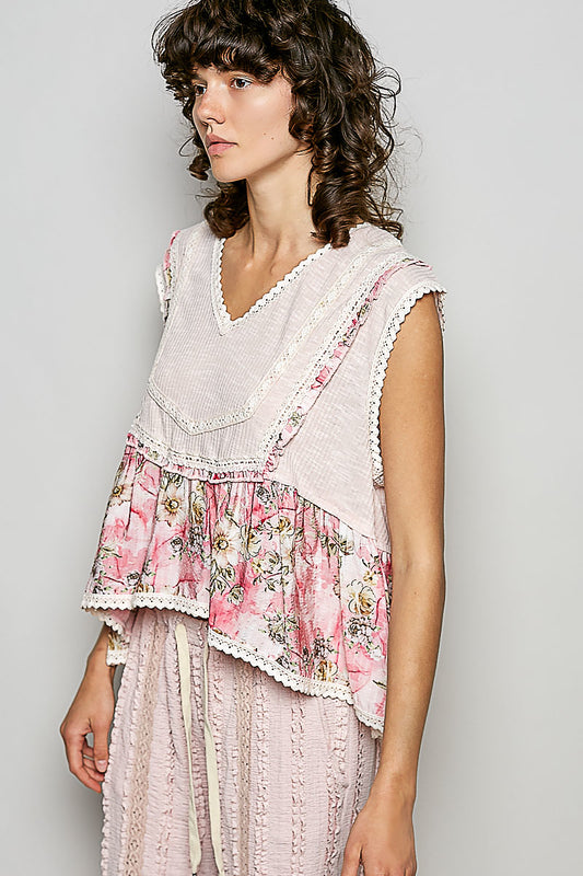 Amelia Pale Pink Babydoll Floral Top