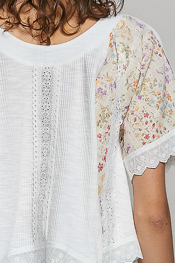 Eloise Short Sleeve Eyelet Floral Top