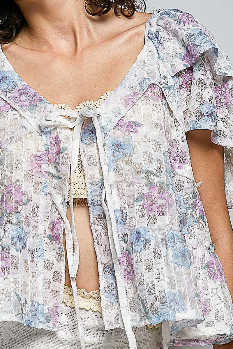 Ciara Lightweight Lace Top with Tie Front