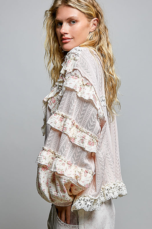 Alyssa Blush Floral and Embroidered Top