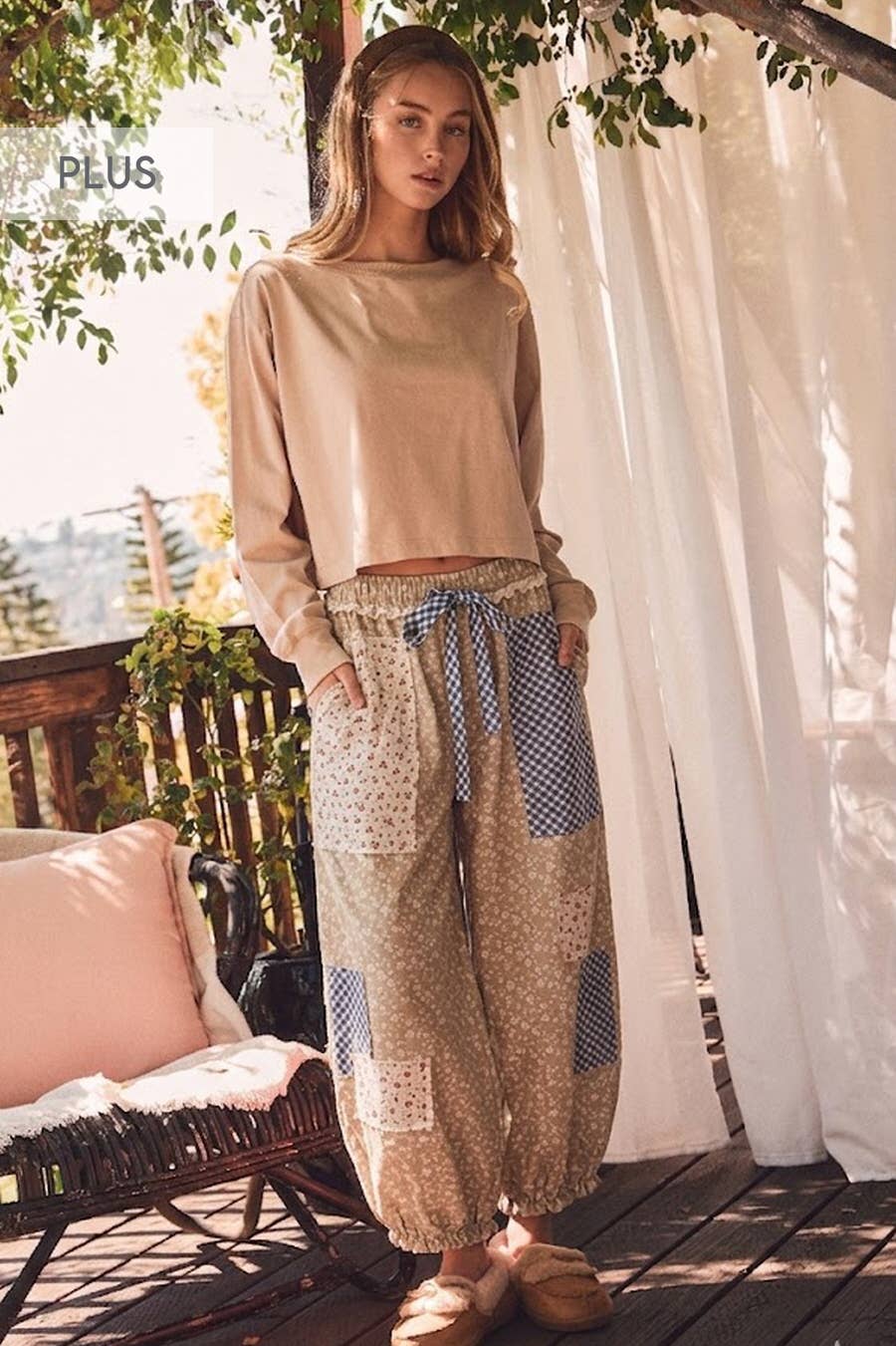 Fernanda Plus Floral Patchwork Printed Balloon Pants