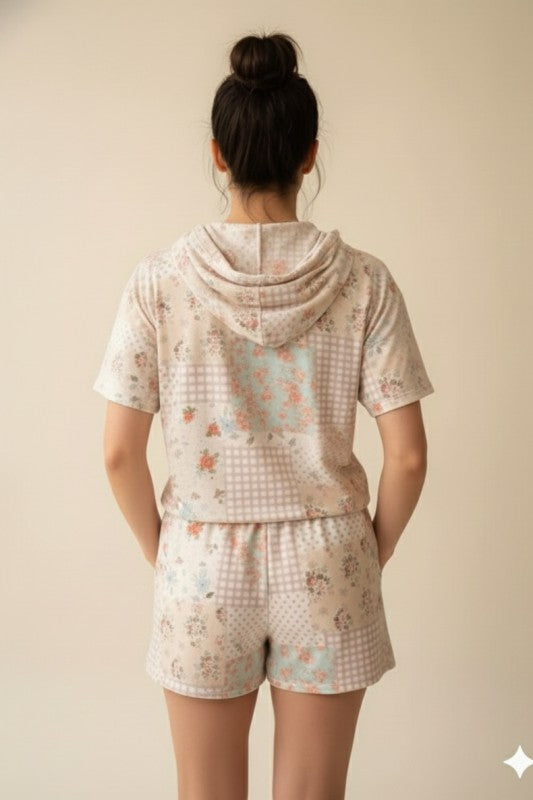 Leslie Floral Hooded Shorts Set