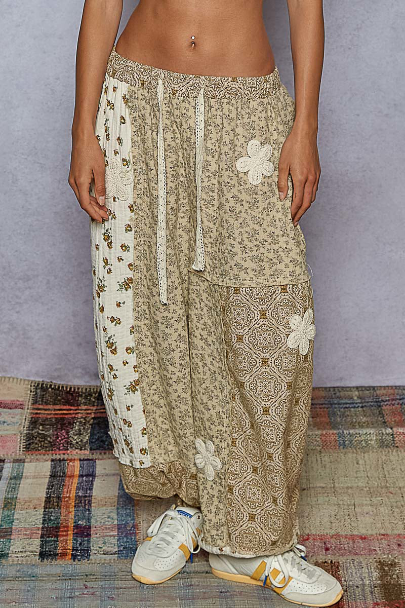 Bianca Floral Patch Crochet Pants