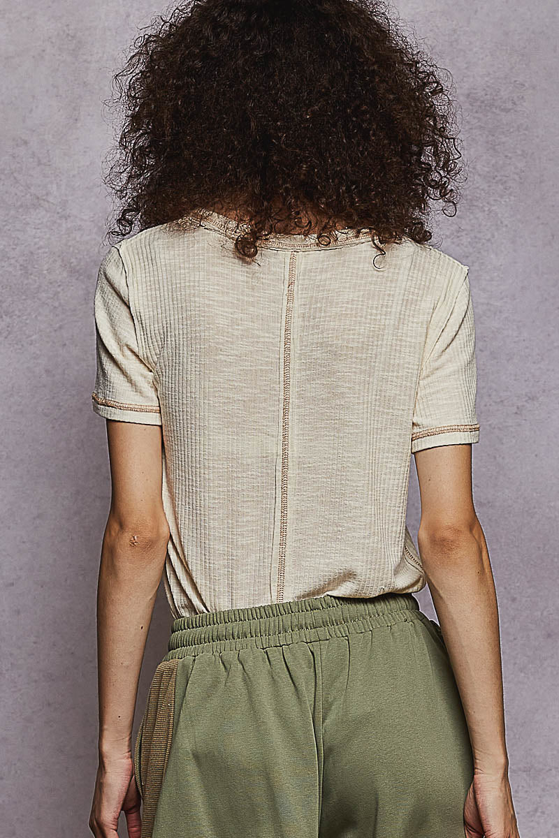 Claudia Ribbed Jersey Short Sleeve Tee