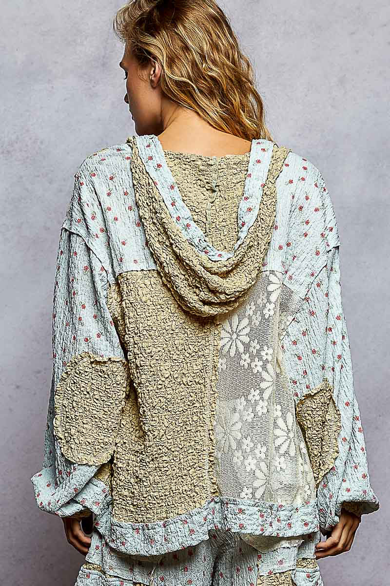 Hannah Floral Lace with ballon sleeve hoodie