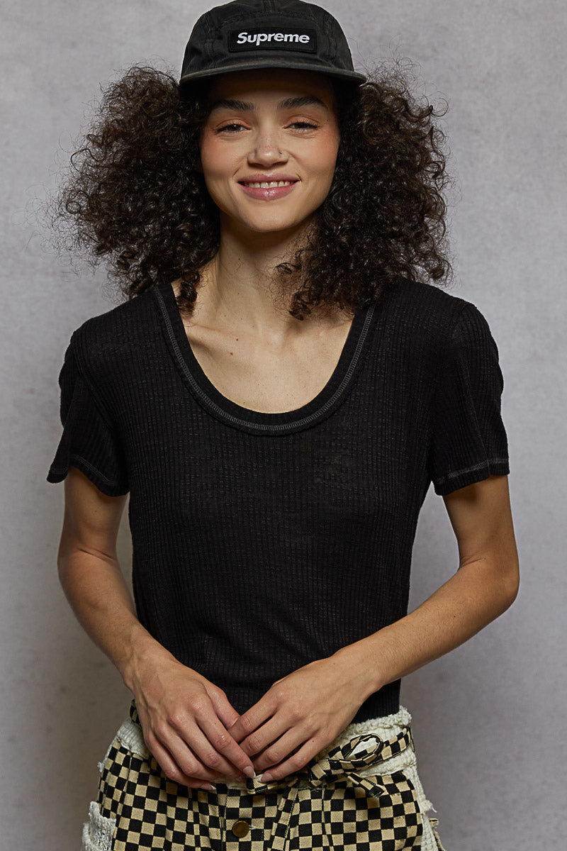 Claudia Ribbed Jersey Short Sleeve Tee