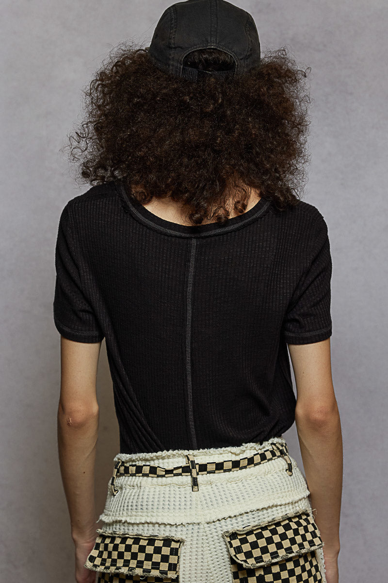 Claudia Ribbed Jersey Short Sleeve Tee