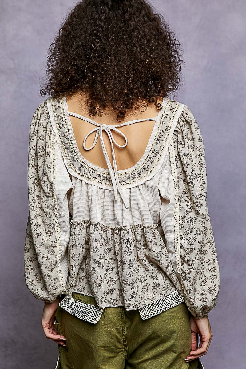 Tatiana Balloon Sleeve Studded Detail Top