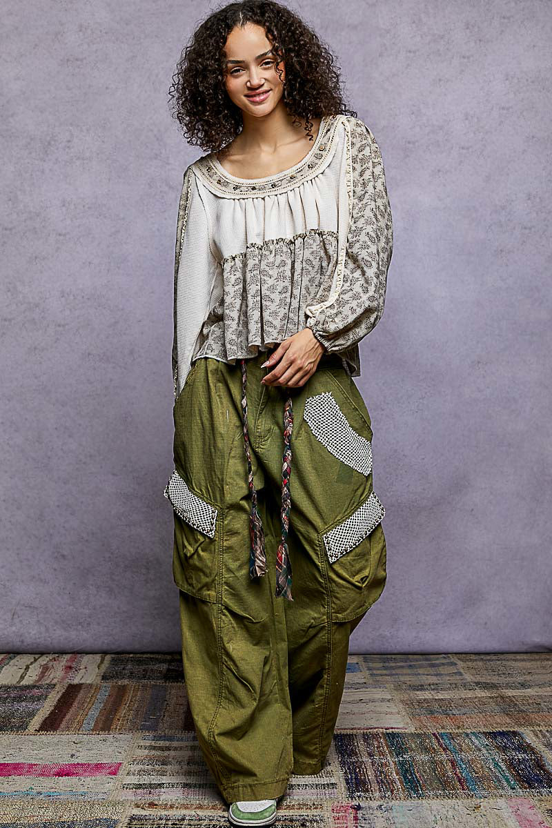 Tatiana Balloon Sleeve Studded Detail Top