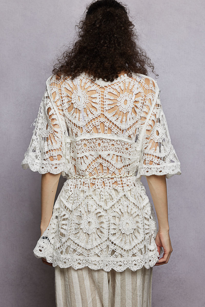 Fanny Crochet Knit top in Ivory