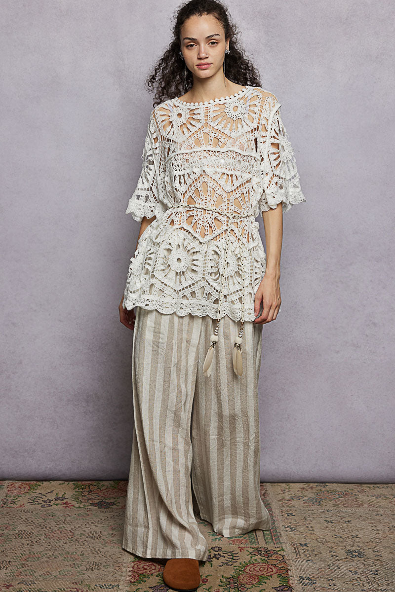Fanny Crochet Knit top in Ivory