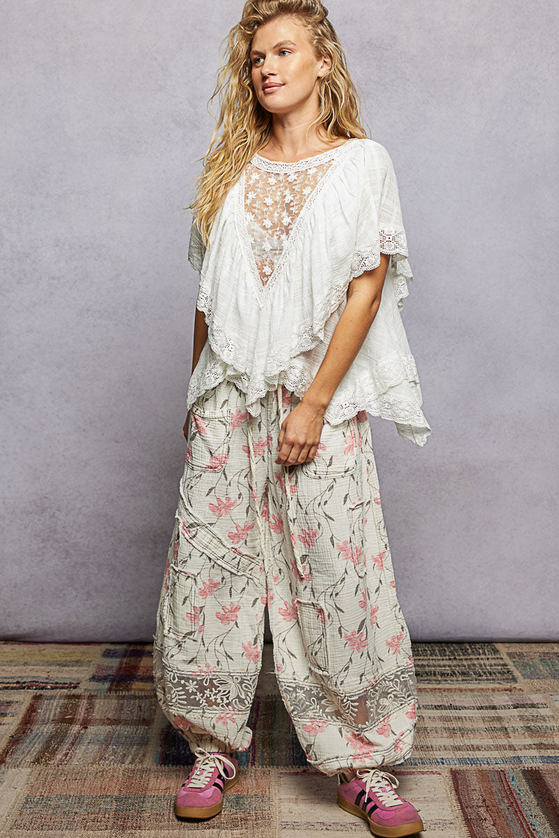 Bibi Reversible Lace V Shape Top in Off White