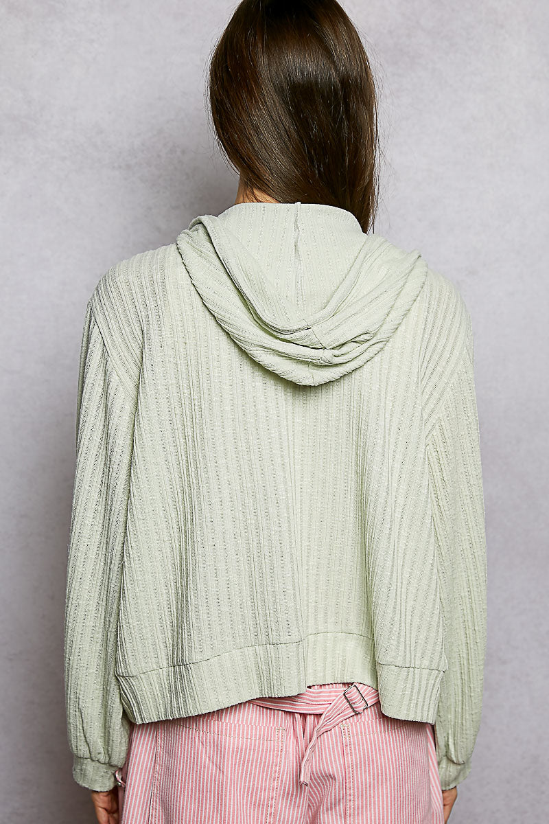 Brenda Lightweight Knit Zippered Hoodie in Mint
