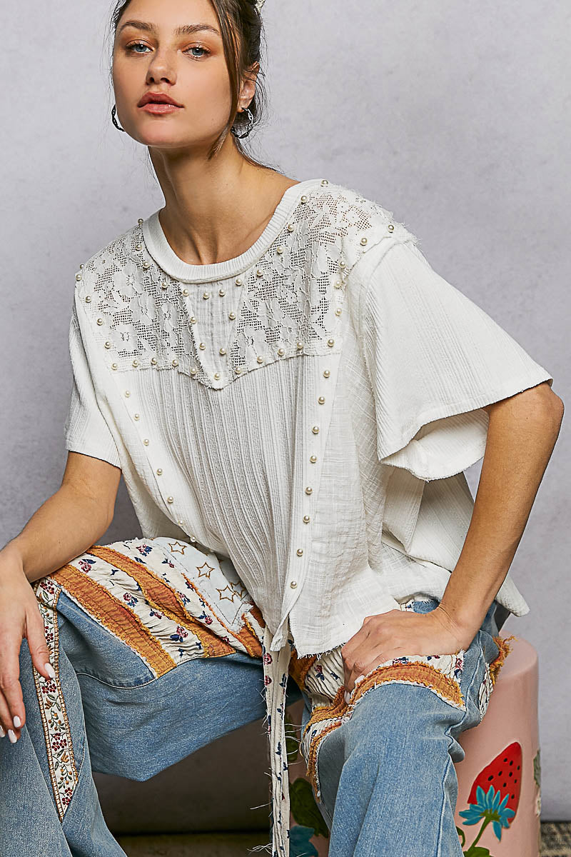 Victoria Pearl Lace Top