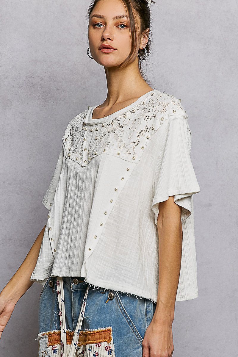 Victoria Pearl Lace Top