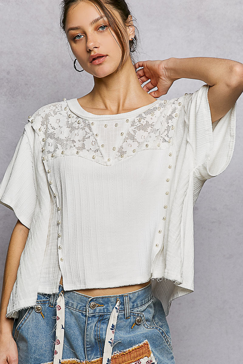 Victoria Pearl Lace Top