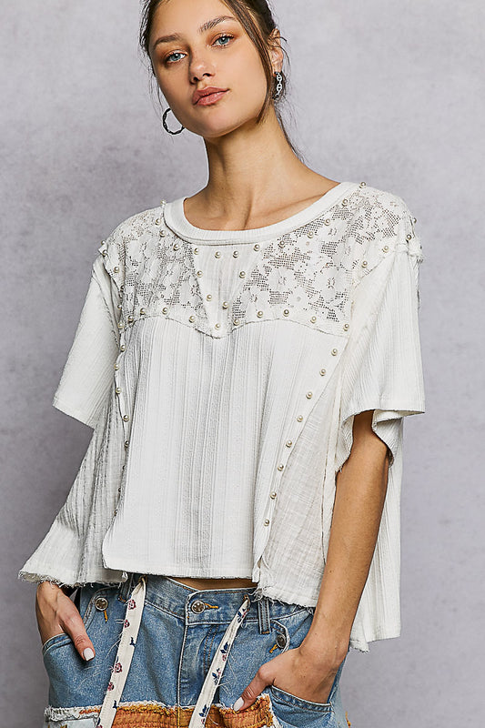 Victoria Pearl Lace Top