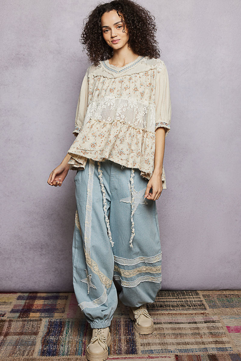 Elizabeth Double Gauze Lace and Embroidery Top
