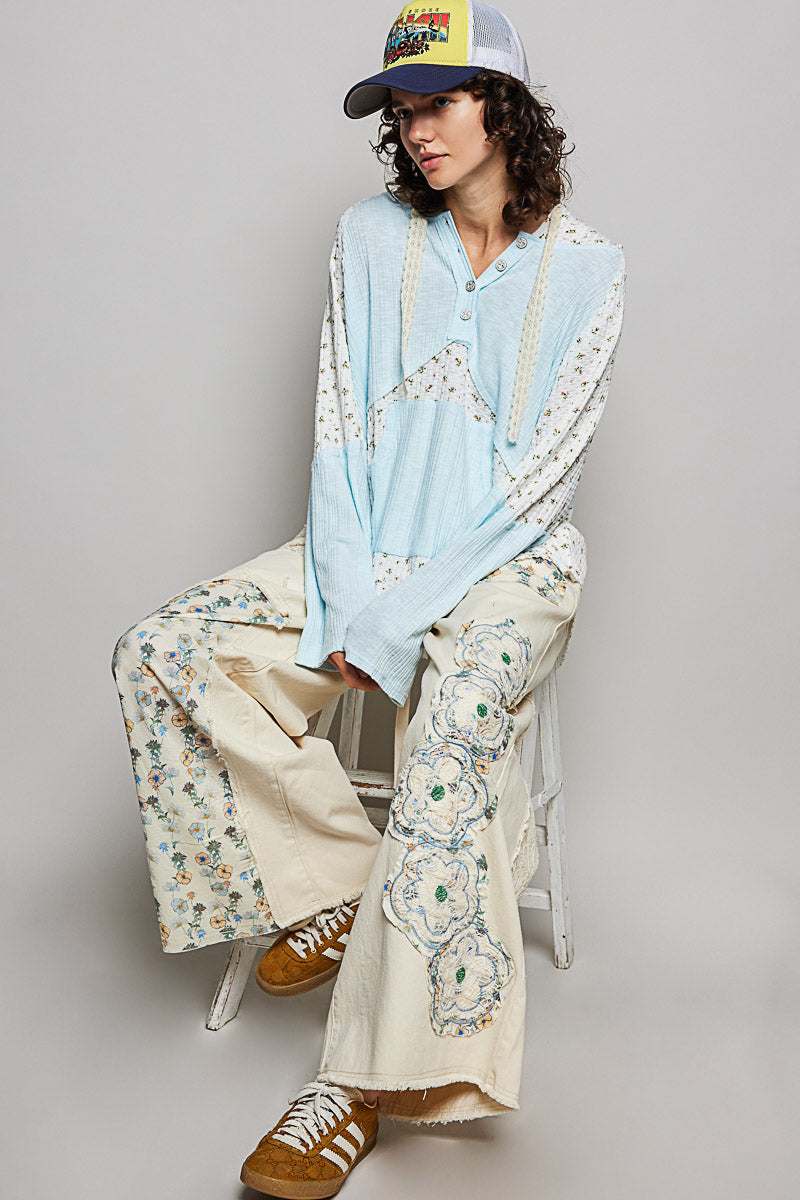 Harper Baby Blue Floral Hoodie