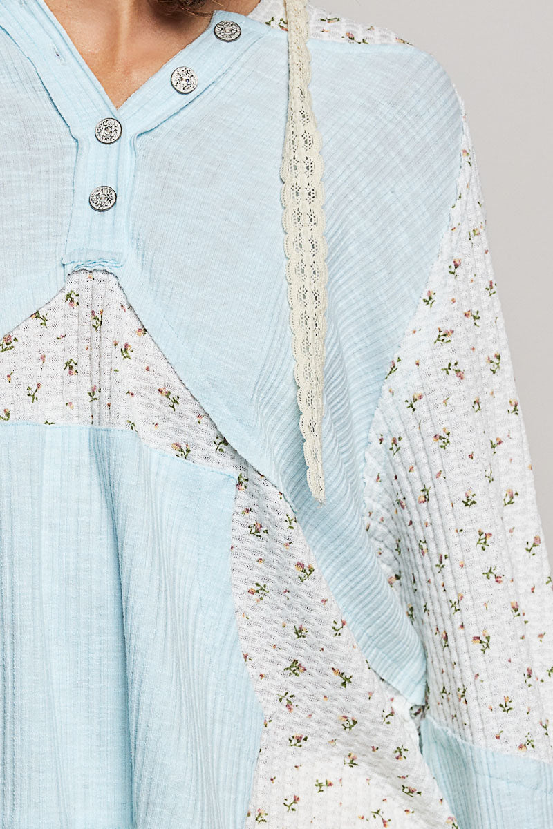 Harper Baby Blue Floral Hoodie