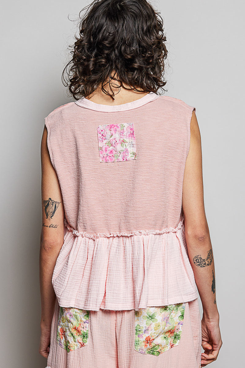 Yolanda Knit Sleeveless Top in Powder Pink