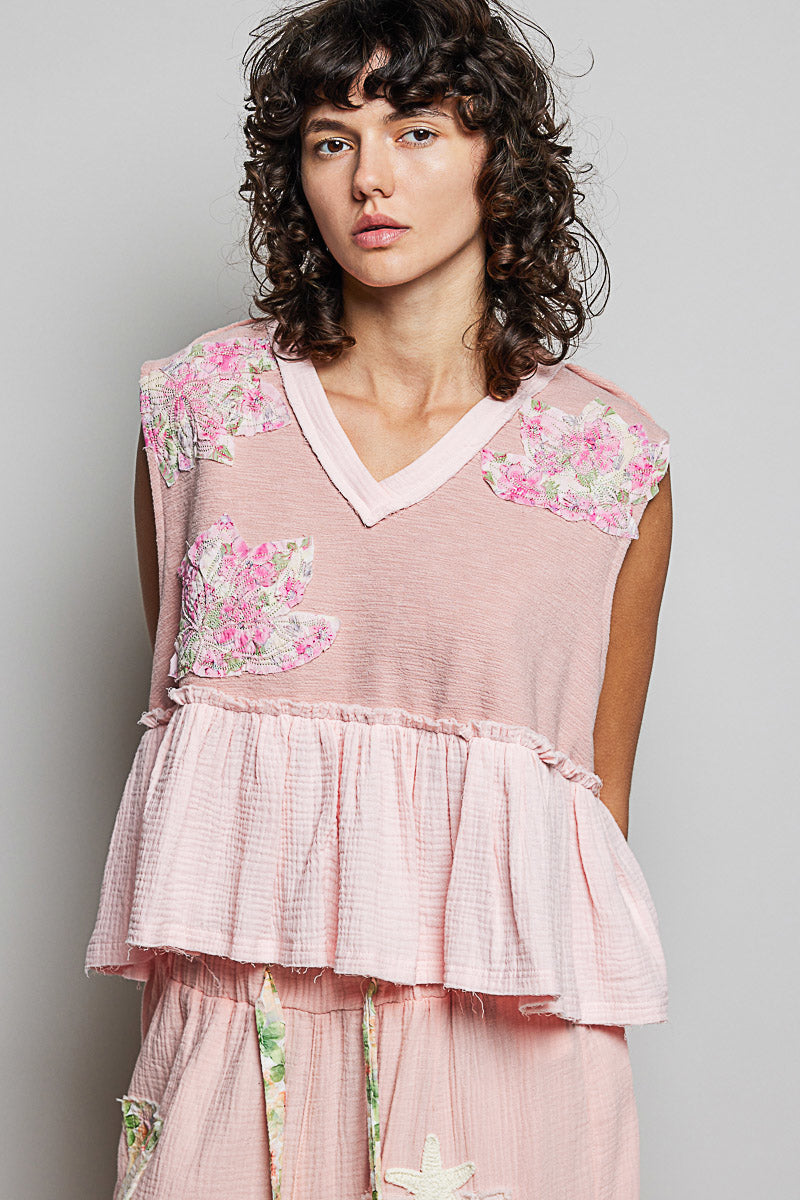 Yolanda Knit Sleeveless Top in Powder Pink