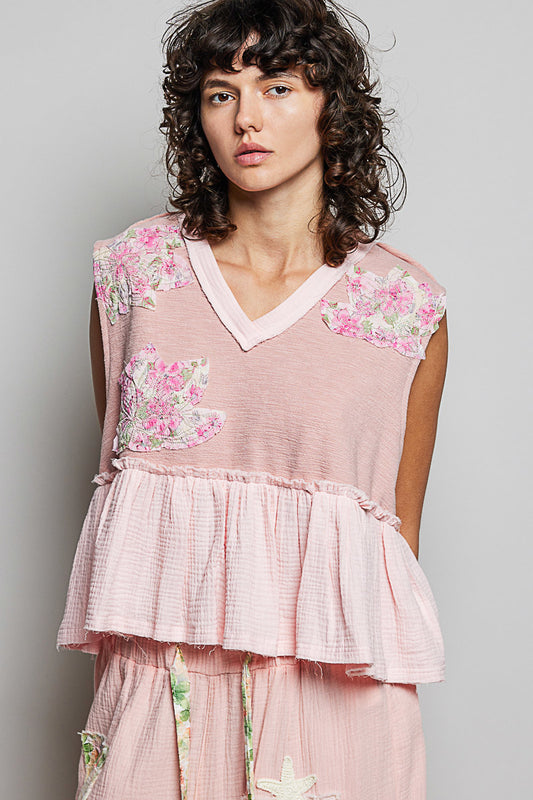 Yolanda Knit Sleeveless Top in Powder Pink