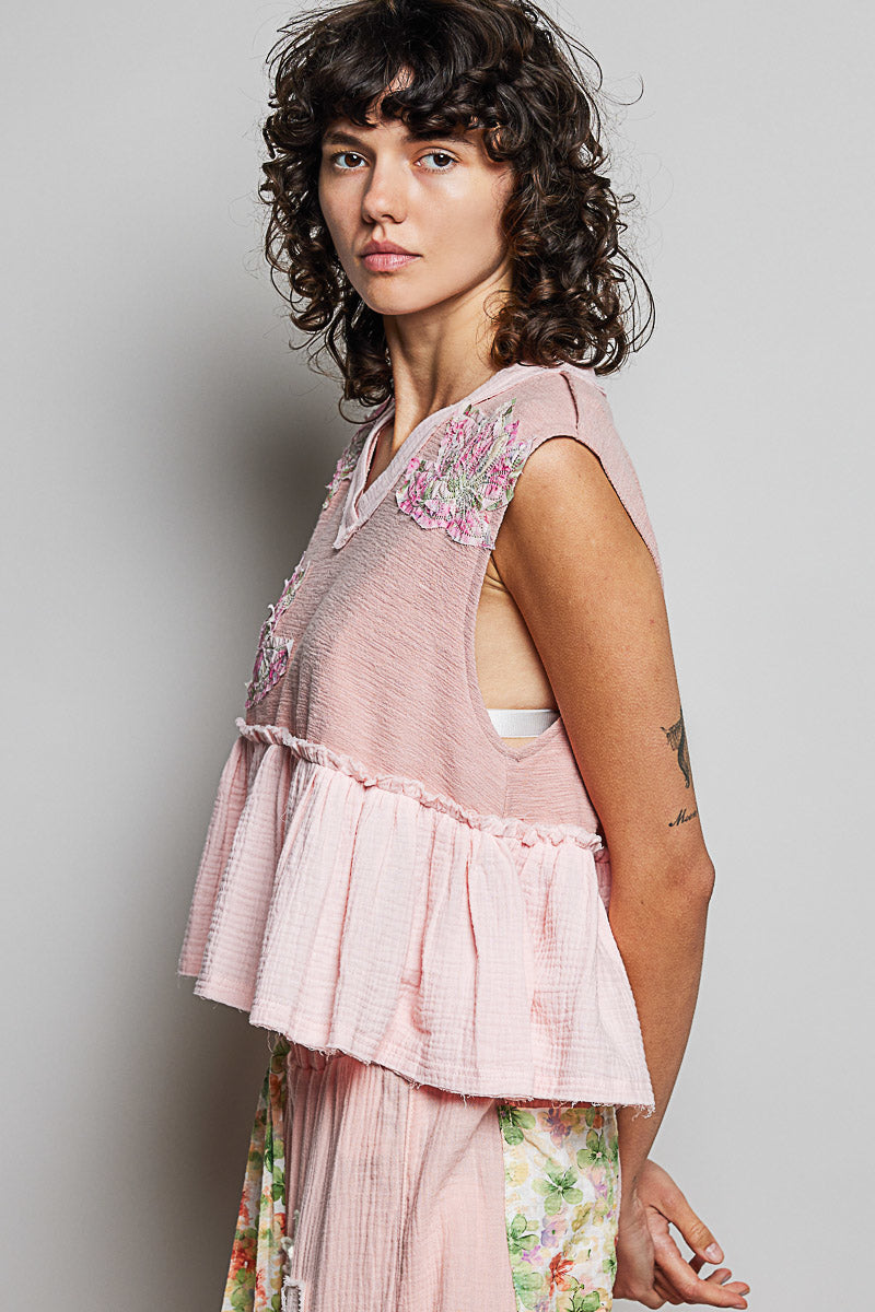 Yolanda Knit Sleeveless Top in Powder Pink