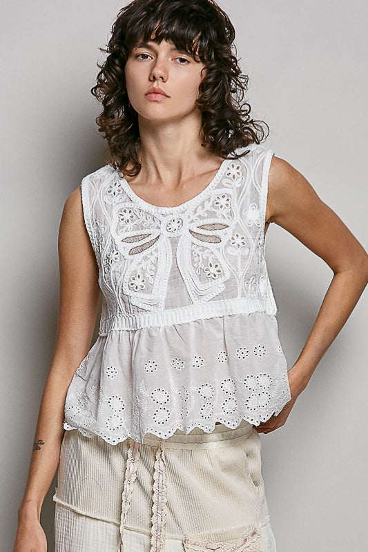 Greta Eyelet Lace and Crochet Top