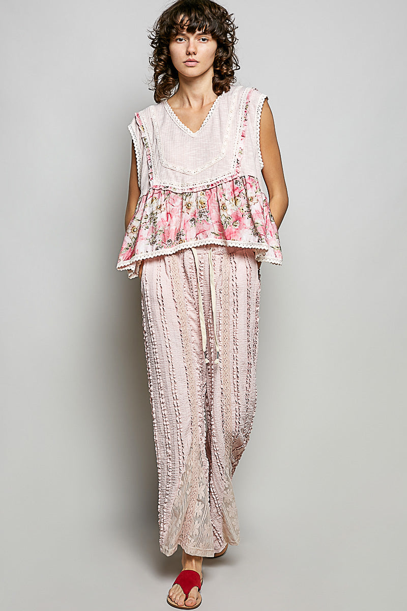 Amelia Pale Pink Babydoll Floral Top
