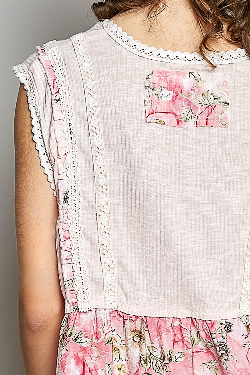 Amelia Pale Pink Babydoll Floral Top