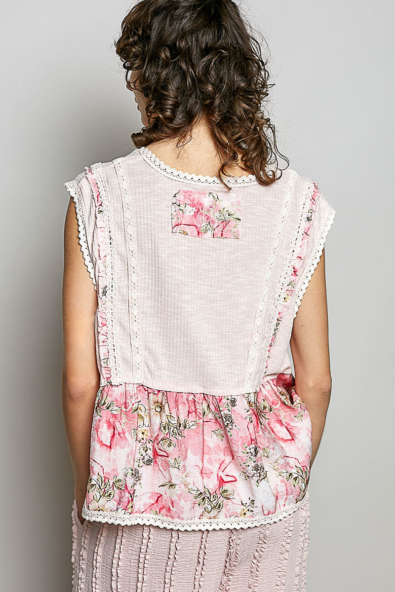 Amelia Pale Pink Babydoll Floral Top