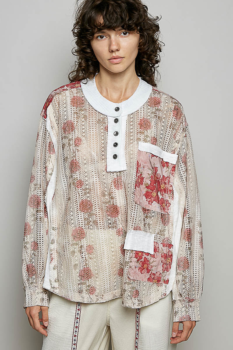 Casandra Printed Lace Floral Top