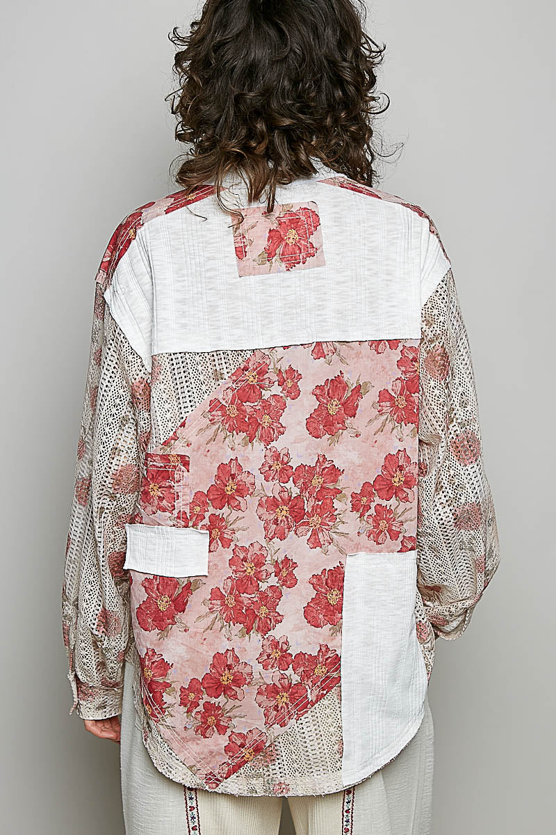 Casandra Printed Lace Floral Top