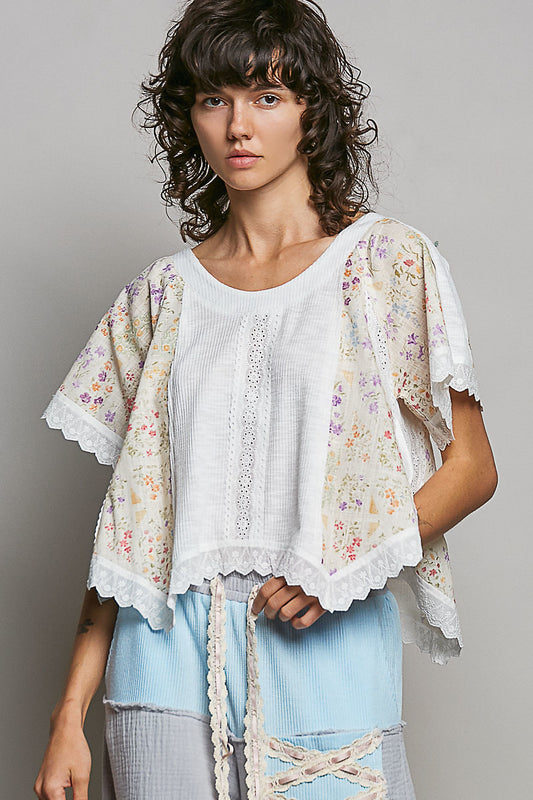 Eloise Short Sleeve Eyelet Floral Top