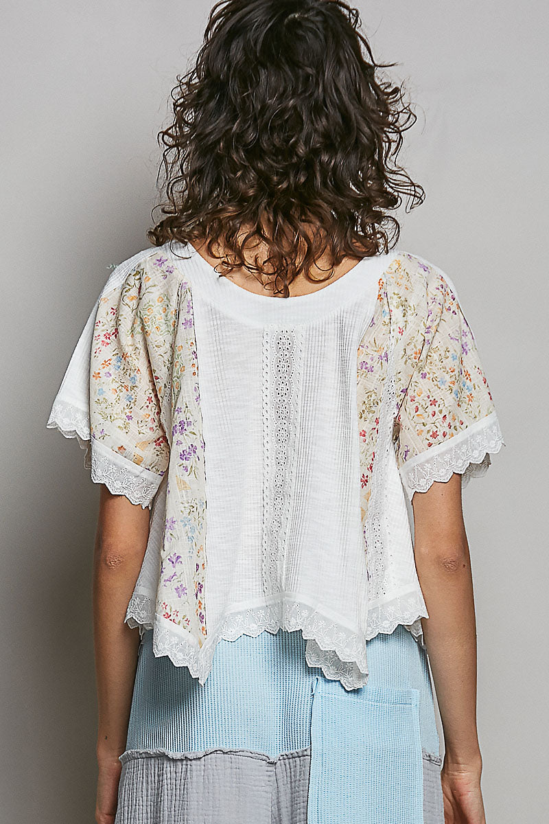 Eloise Short Sleeve Eyelet Floral Top