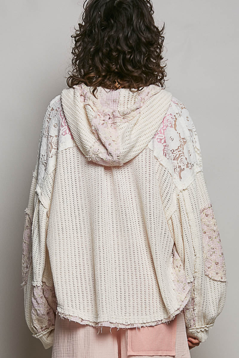 Eileen Lace Knit Floral Button Up Jacket