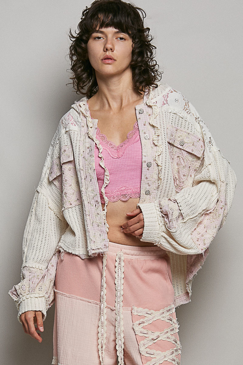 Eileen Lace Knit Floral Button Up Jacket