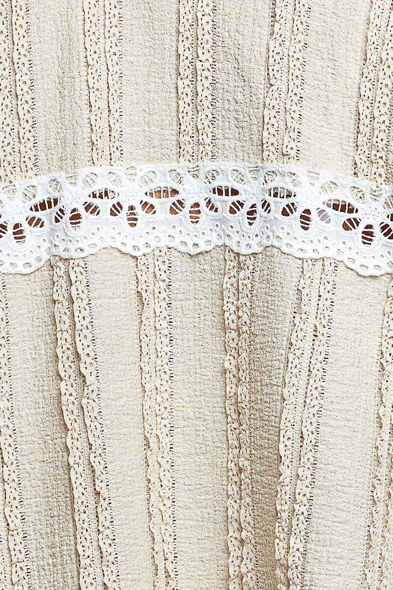 Madelyn Cream and Beige Lace and Gauze Top