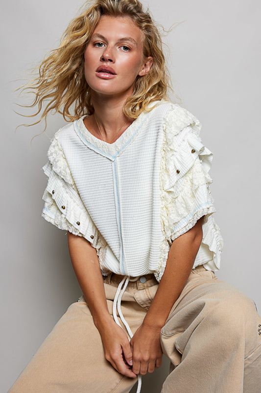 Michelle Knit Studded Detail top in Ivory