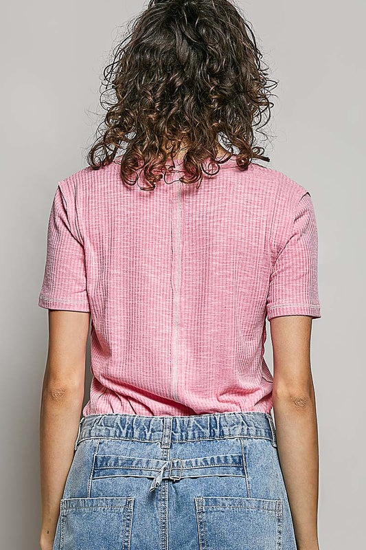 Claudia Ribbed Jersey Short Sleeve Tee