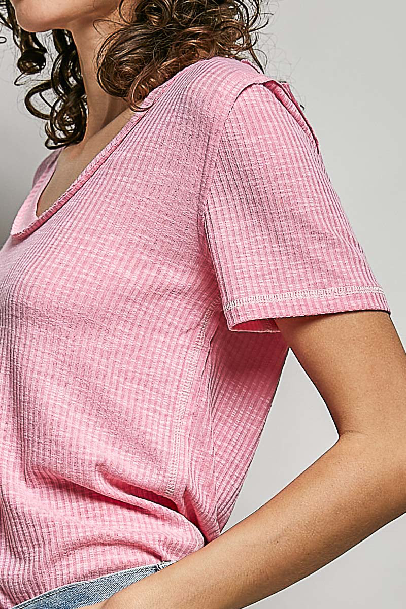 Claudia Ribbed Jersey Short Sleeve Tee