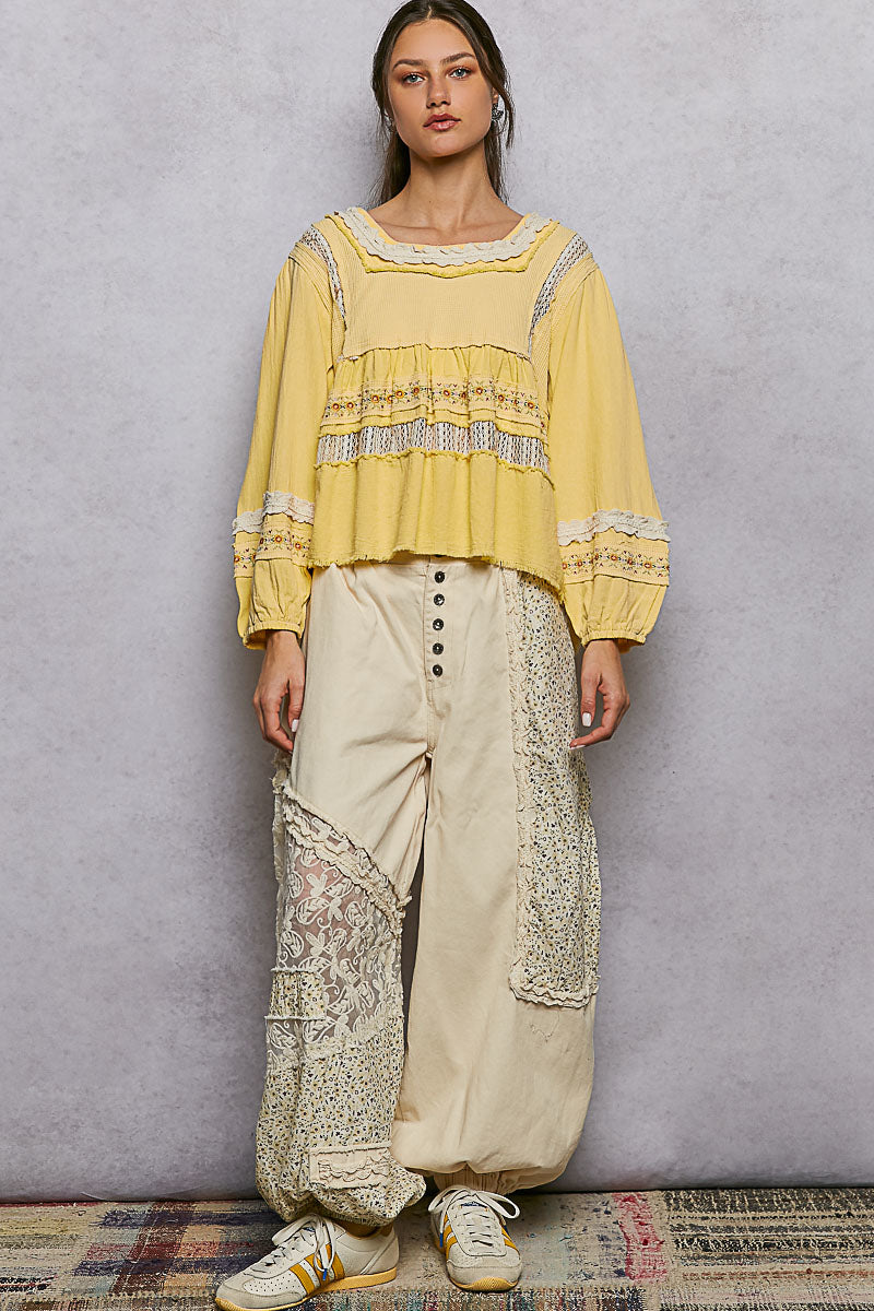 Bonnie Pineapple Tiered Ruffle Lace Top
