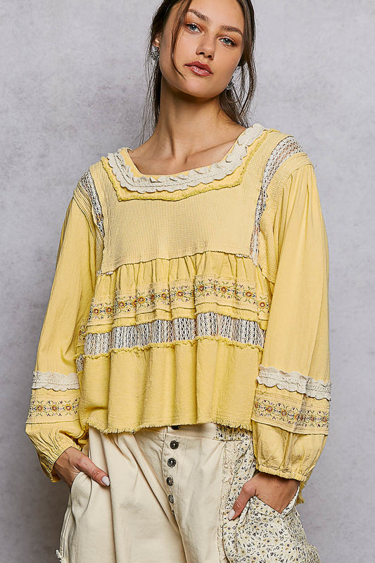Bonnie Pineapple Tiered Ruffle Lace Top