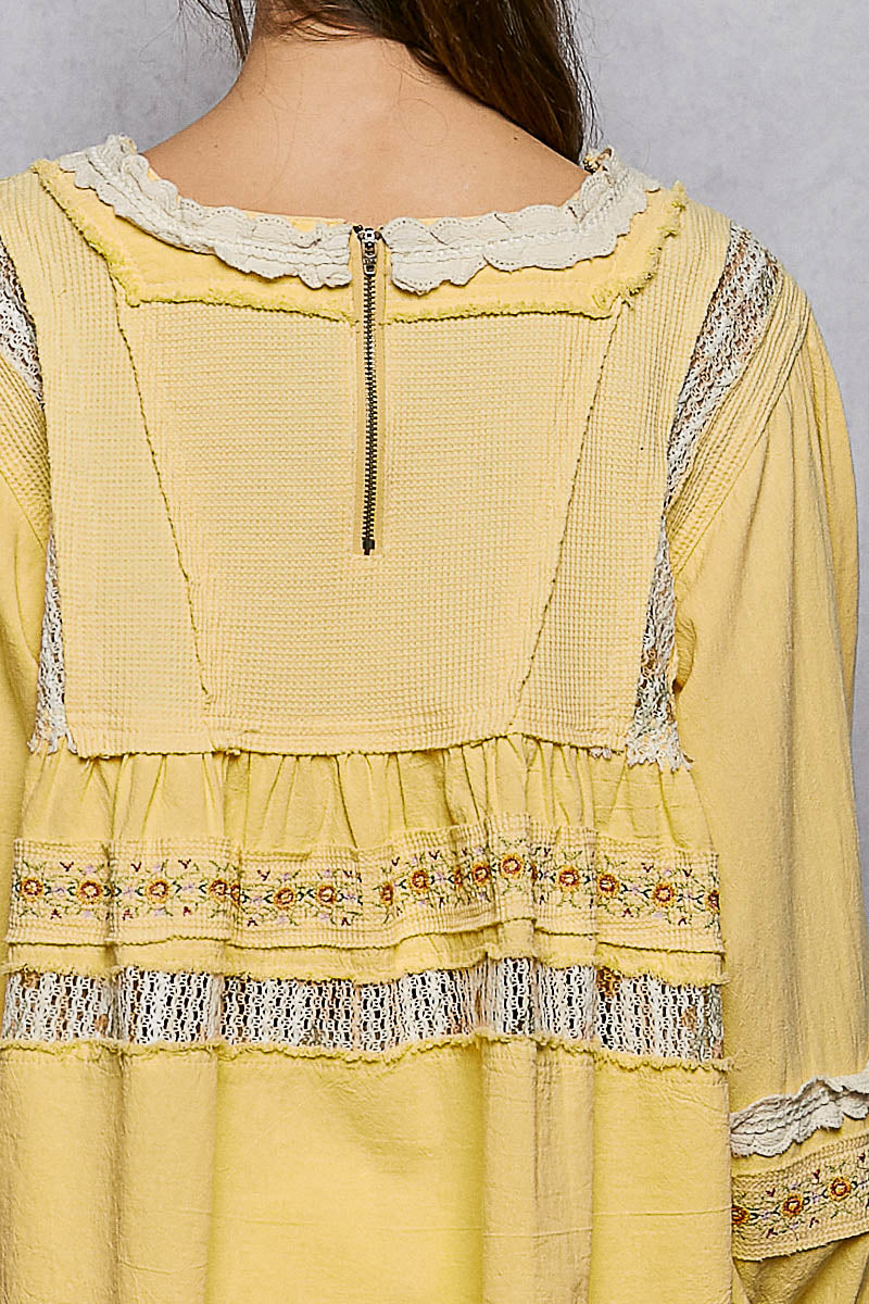 Bonnie Pineapple Tiered Ruffle Lace Top
