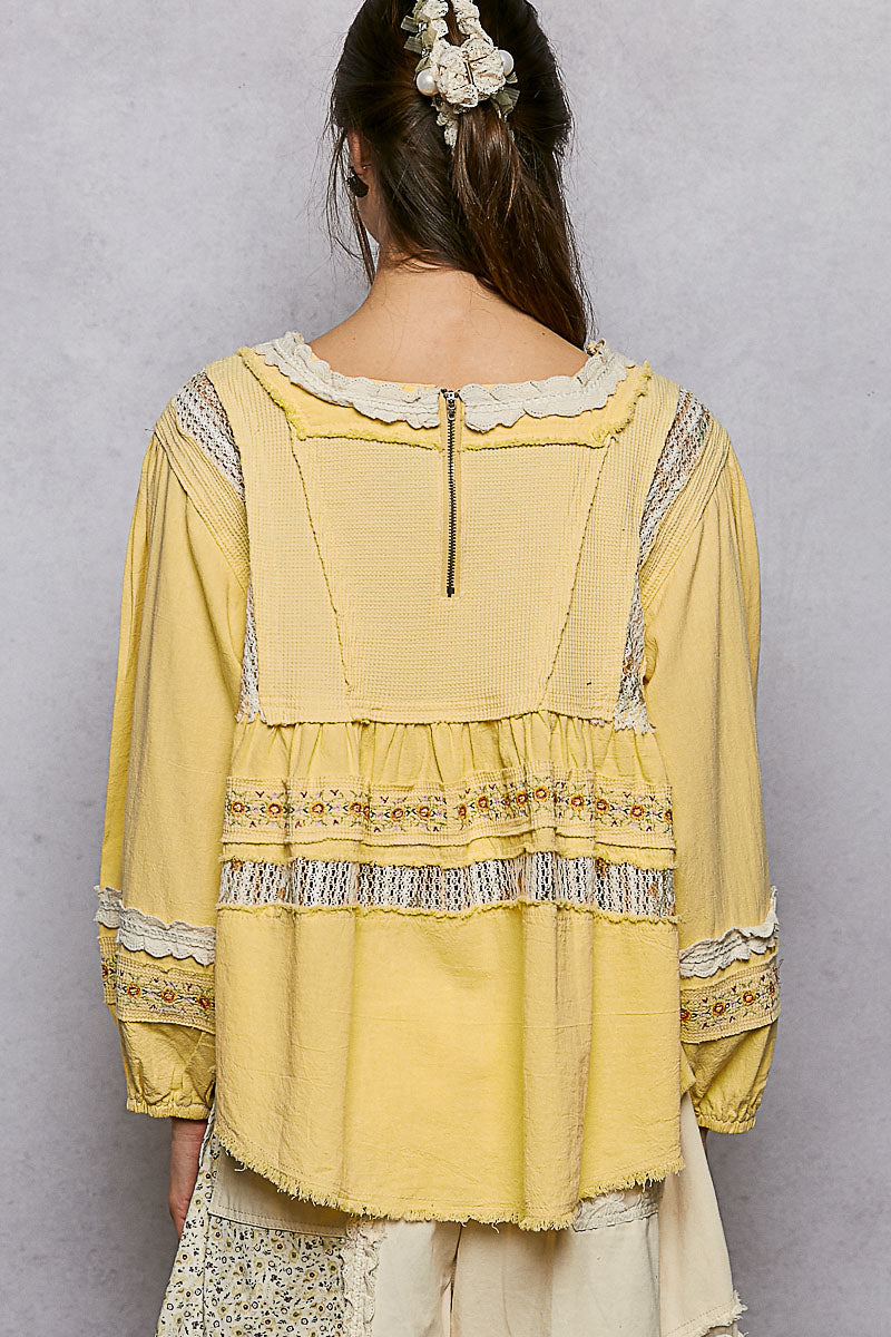 Bonnie Pineapple Tiered Ruffle Lace Top