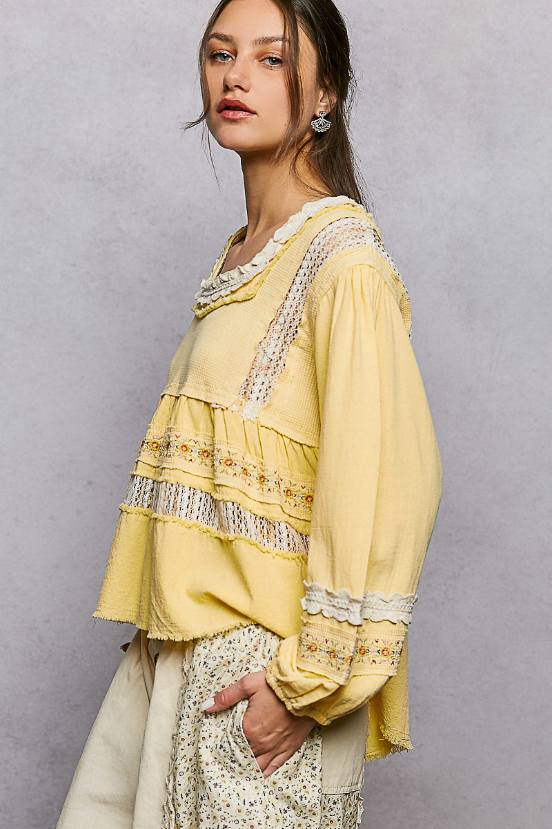 Bonnie Pineapple Tiered Ruffle Lace Top