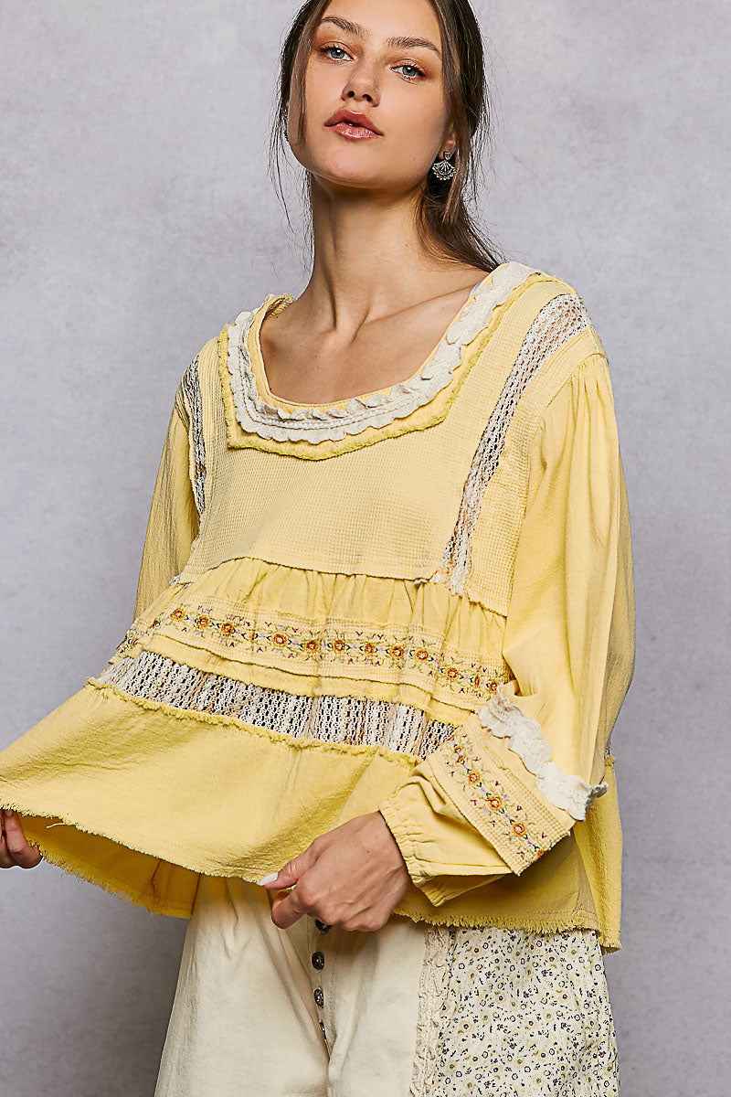 Bonnie Pineapple Tiered Ruffle Lace Top