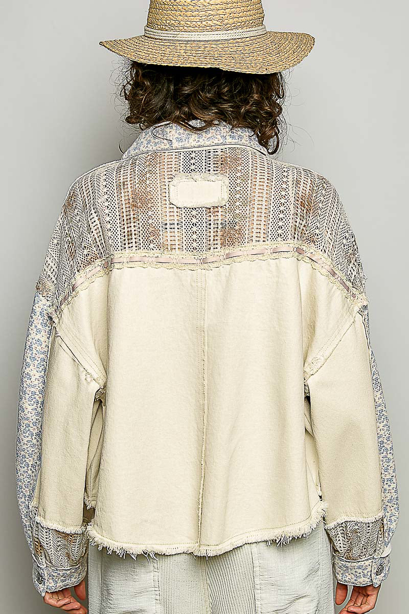 Lisette Denim Lace and Crochet Floral Jacket